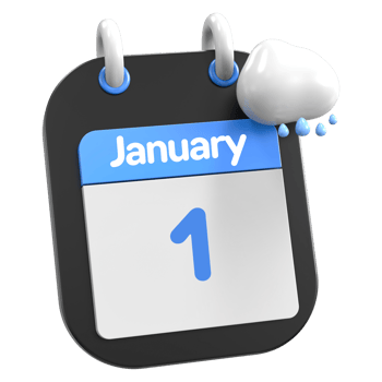 January Calendar Raining Cloud 3D Illustration Day 1 png