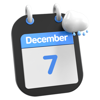 December Calendar Raining Cloud 3D Illustration Day 7 png