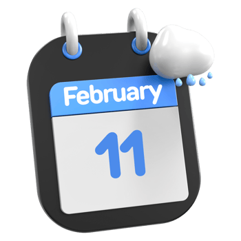 February Calendar Raining Cloud 3D Illustration Day 11 png