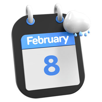 February Calendar Raining Cloud 3D Illustration Day 8 png