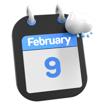 February Calendar Raining Cloud 3D Illustration Day 9 png