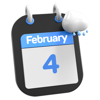 February Calendar Raining Cloud 3D Illustration Day 4 png