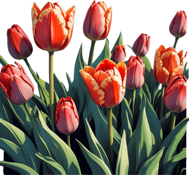 bouquet of tulips and flowers on transparent background ai generative png