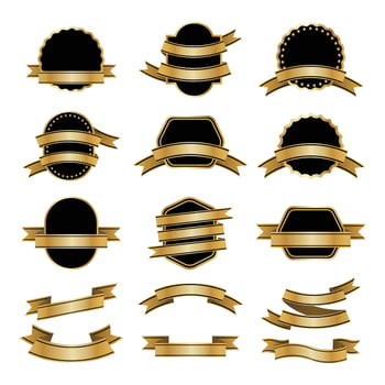 golden vintage label elements vintage frame set vector