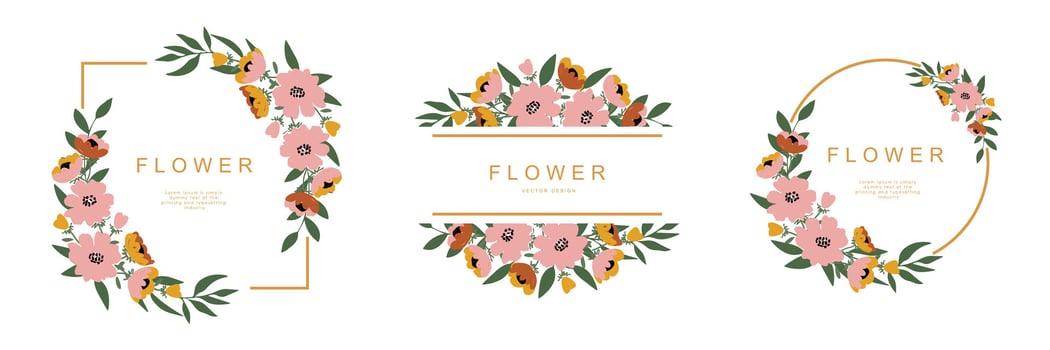 Floral template set for poster, card, cover, label, banner, invitation in beautiful luxury botanical style and elegant garden vector design frame with flowers and plants.