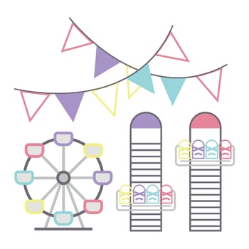 Set of carnival amusement park icons Vector illustration