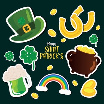 Set of traditional icons Happy saint patrick day poster Vector illustration