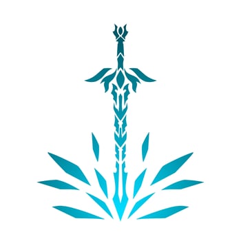 vector graphics illustration of tribal art fantasy sword with elements of ice