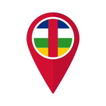 Flag of Central African Republic flag on map pinpoint icon isolated red color png