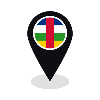 Flag of Central African Republic flag on map pinpoint icon isolated black color png