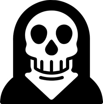 a black and white skull with a hood on vector