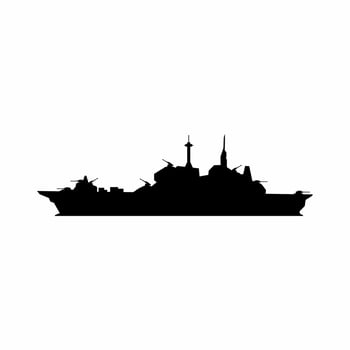 Battleship silhouette vector. Warship silhouette for icon, symbol or sign. Battleship symbol for military, war, conflict and patrol vector