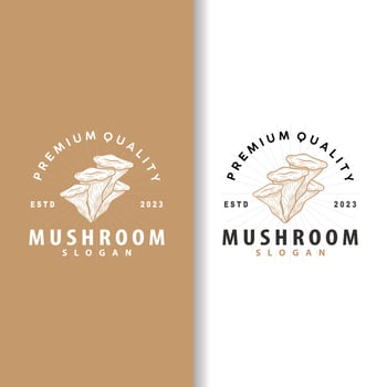 Mushroom Logo, Simple Minimalist Retro Plant Silhouette Plantation Design Business Brand vector