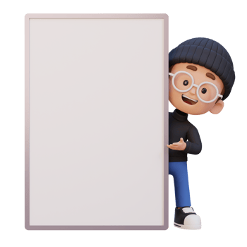 3D kid character holding a blank placard png