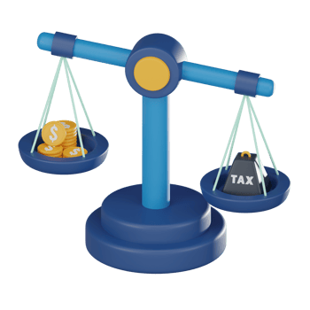 Tax Obligations and Financial Management, Tax Scales and Money Icon for Tax Balance. 3D render. png