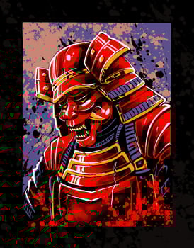 the red armour samurai illustration vector
