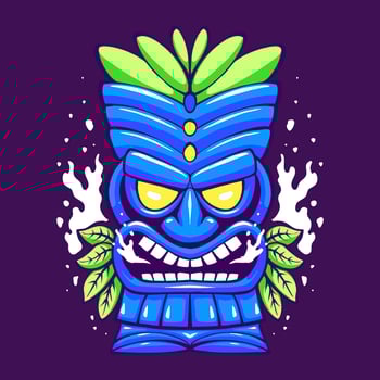 the blue tiki mask illustration vector