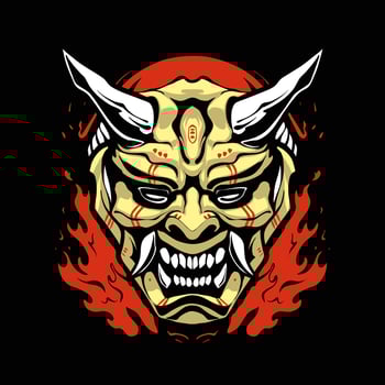 the japanese mask devil illustration vector