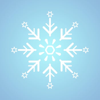 A white geometric minimalist snowflake element and icon and  white snowflake for winter, spring and Christmas elements on isolated blue background vector