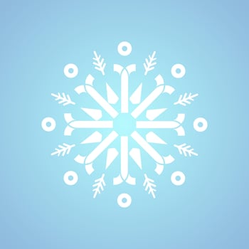 One white snowflake for winter, spring and Christmas element on isolated blue background, a white geometric minimalist snowflake elements and icons concept design vector