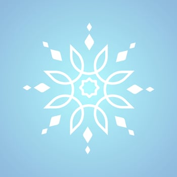 Beautiful white snowflake for winter, spring and Christmas element on isolated blue background, a white geometric minimalist snowflake elements concept design vector