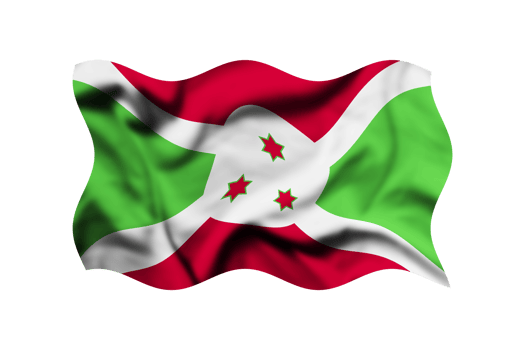 Flag of Burundi waving in the wind on a transparent background, Clipping path included png