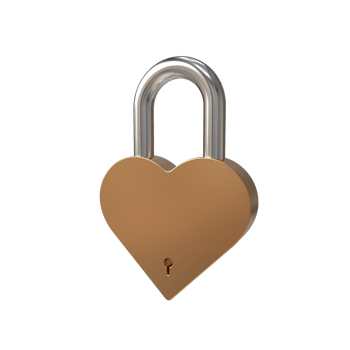 3D realistic heart shape Metal Golden Padlock Icon. Gold Lock for Protection Privacy, heart shape icon. png