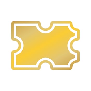 golden ticket coupon icon. Golden gradient on white background. Flat design. vector