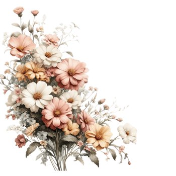 AI generated Beautiful bouquet of flowers isolated flowers illustration.gift box Birthday, Wedding, Mother's Day, Valentine's day, Women's Day flowers and leaves for invitation, png