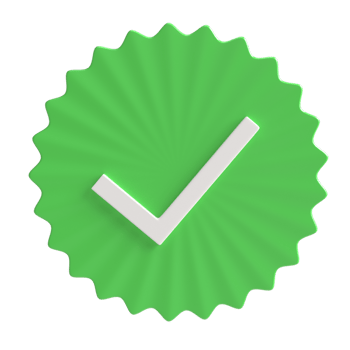 3D White Tick on Green Star Shape - Symbol of Achievement and Success png
