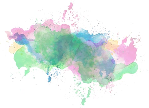 Colorful watercolor stain. Hand drawn abstract illustration isolated on white background. vector