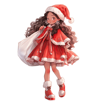 AI generated Girl wearing red Christmas winter dress during festive holiday season ,ai generative png