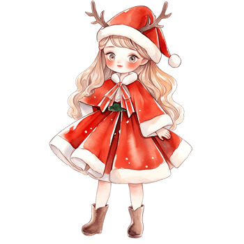 AI generated Girl wearing red Christmas winter dress during festive holiday season ,ai generative png