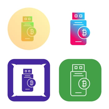 Bitcoin Usb Device Vector Icon
