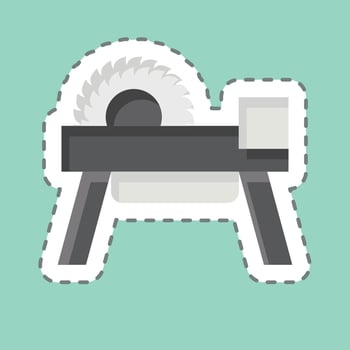 Sticker line cut Wheel Saw 2. related to Carpentry symbol. simple design editable. simple illustration vector