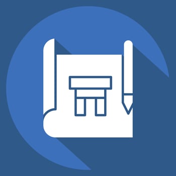 Icon Drawing. related to Carpentry symbol. long shadow style. simple design editable. simple illustration vector