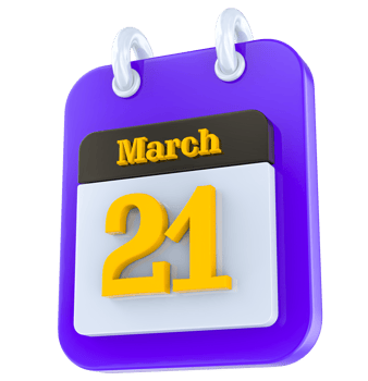 March calendar 3D day png