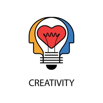 Creative light bulb,Heart icon and Human heads vector design banner template