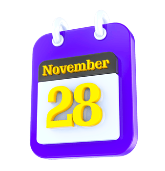 November calendar 3D day 28 png