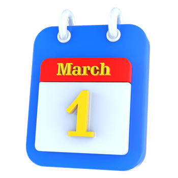 March calendar 3d icon day 1 png