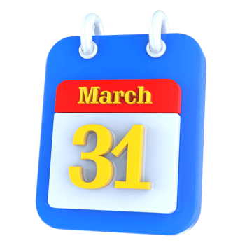 March calendar 3d icon day 31 png