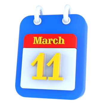 March calendar 3d icon day 11 png