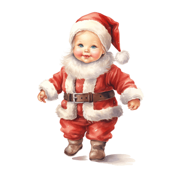 AI generated Baby Santa For Christmas Event. Watercolor Style. AI Generated png