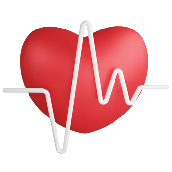 Heart pulse clipart flat design icon isolated on transparent background, 3D render medication and health concept png