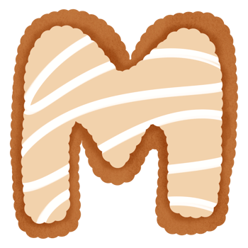 Hand drawn gingerbread alphabet png