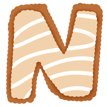 Hand drawn gingerbread alphabet png