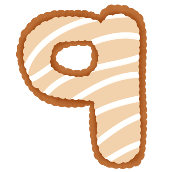 Hand drawn gingerbread alphabet png