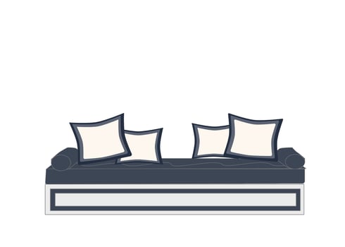 Navy blue sofa with white blue pillows for interior design concept vector