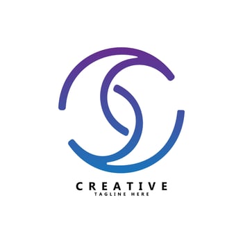 C letter round shape logo design vector