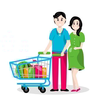 Family with in the supermarket vector